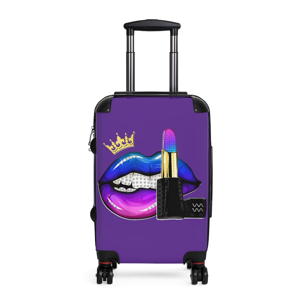 Dark Purple Queen Lips Cabin Suitcase