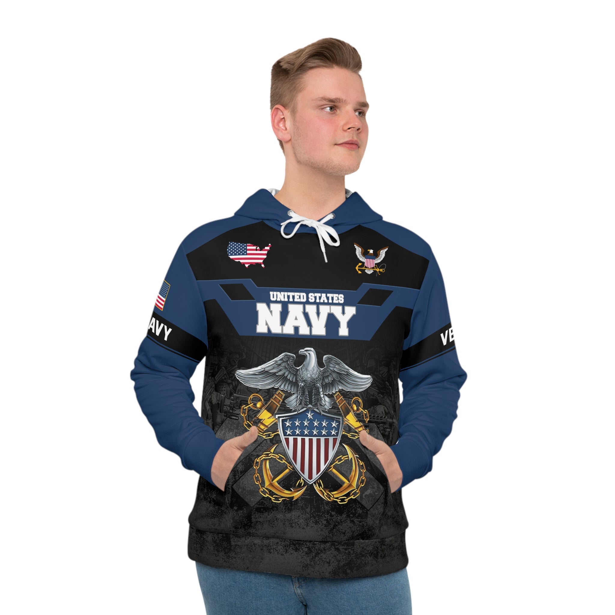 U.S. Navy Eagle Crest All-Over Print Hoodie