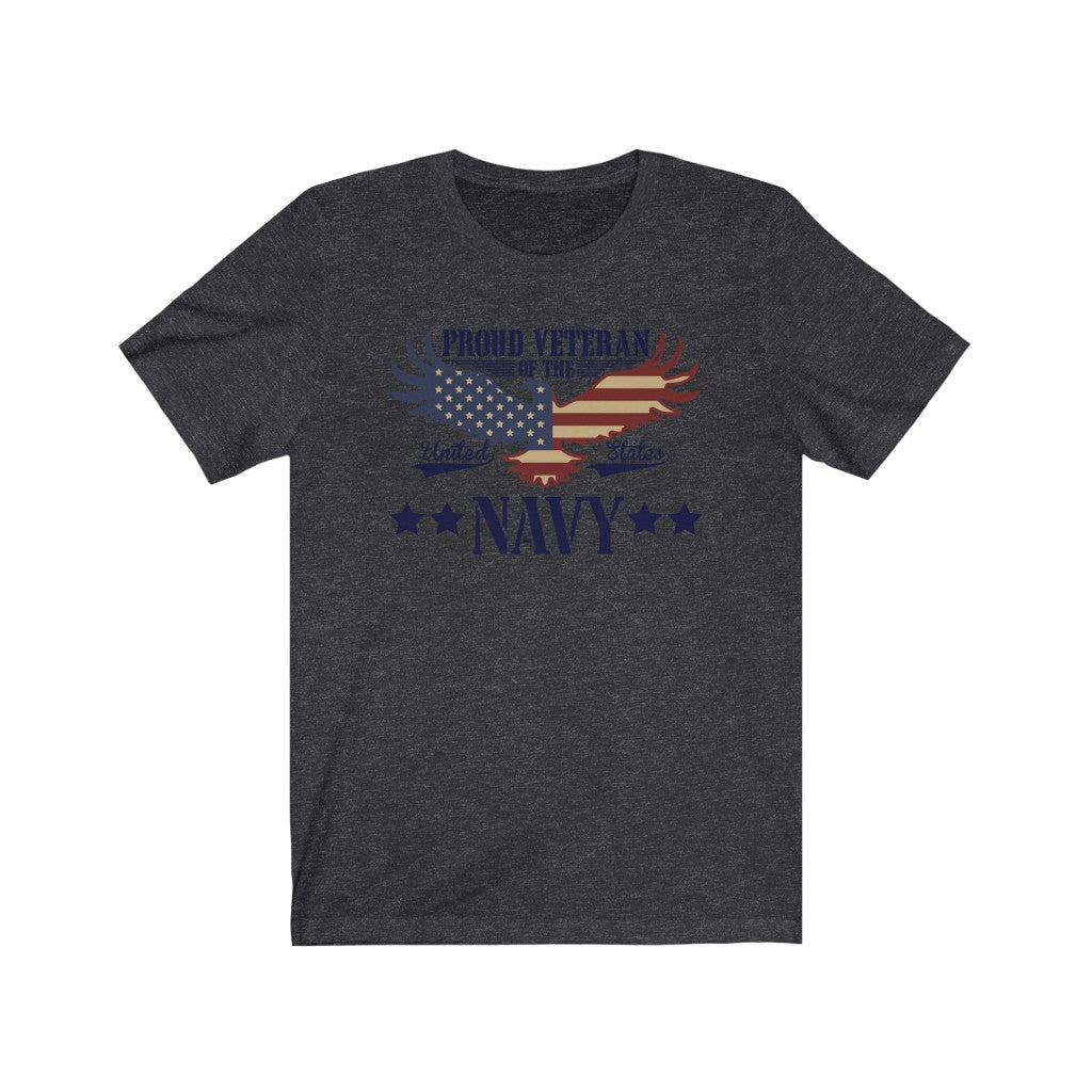 US Print Veteran Proud Navy Blue Eagle T-Shirt
