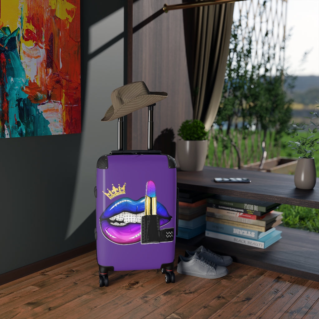Dark Purple Queen Lips Cabin Suitcase