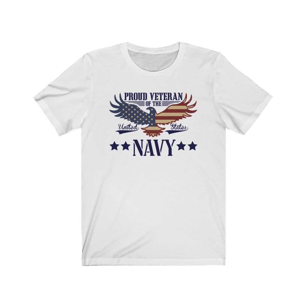 US Print Veteran Proud Navy Blue Eagle T-Shirt