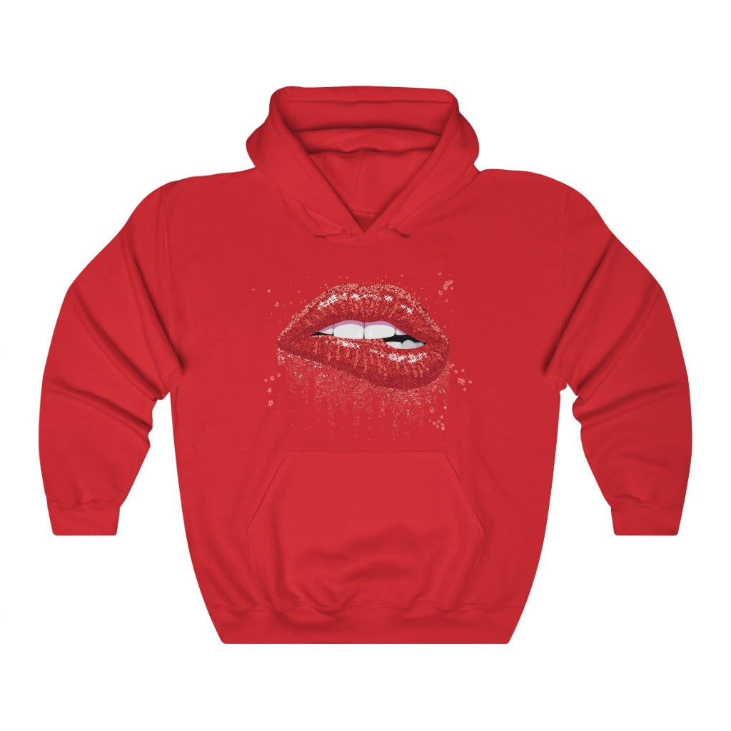 Red Glittery Lips Hoodie