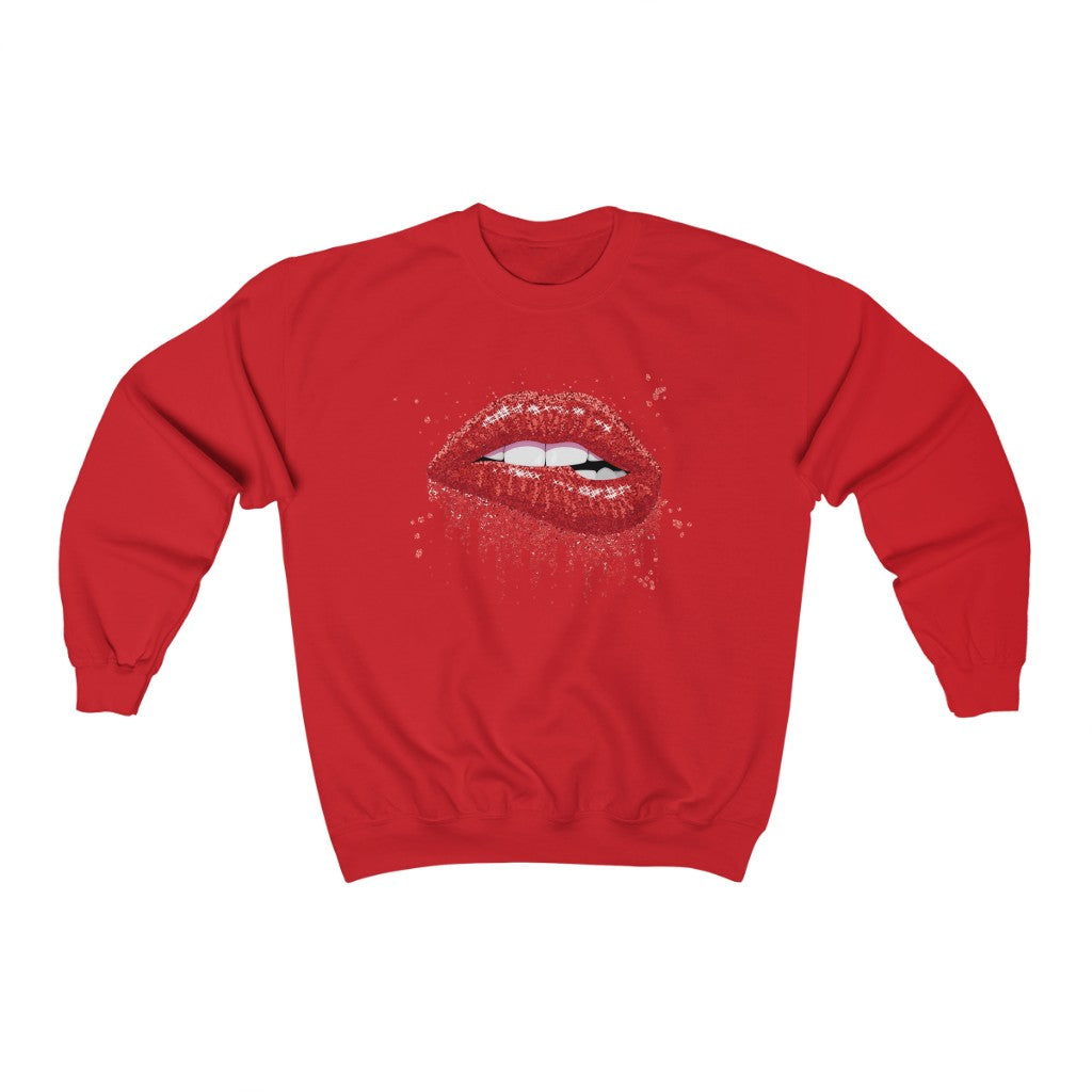 Red Glittery Lips Sweatshirt