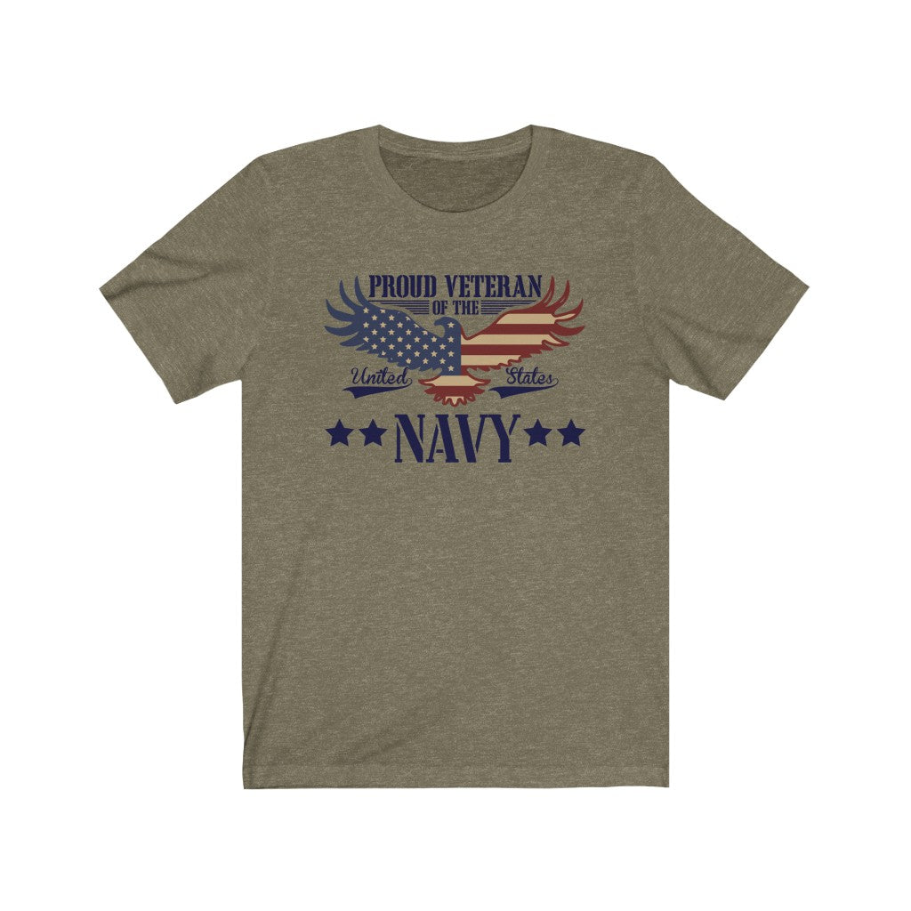 US Print Veteran Proud Navy Blue Eagle T-Shirt